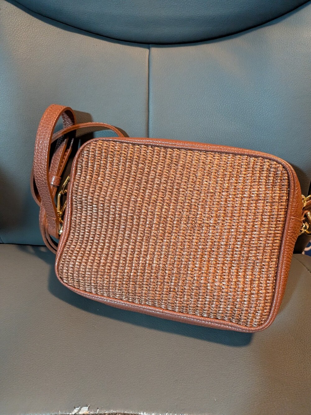 Women's Quince Italian Leather & Raffia Crossbody Brown